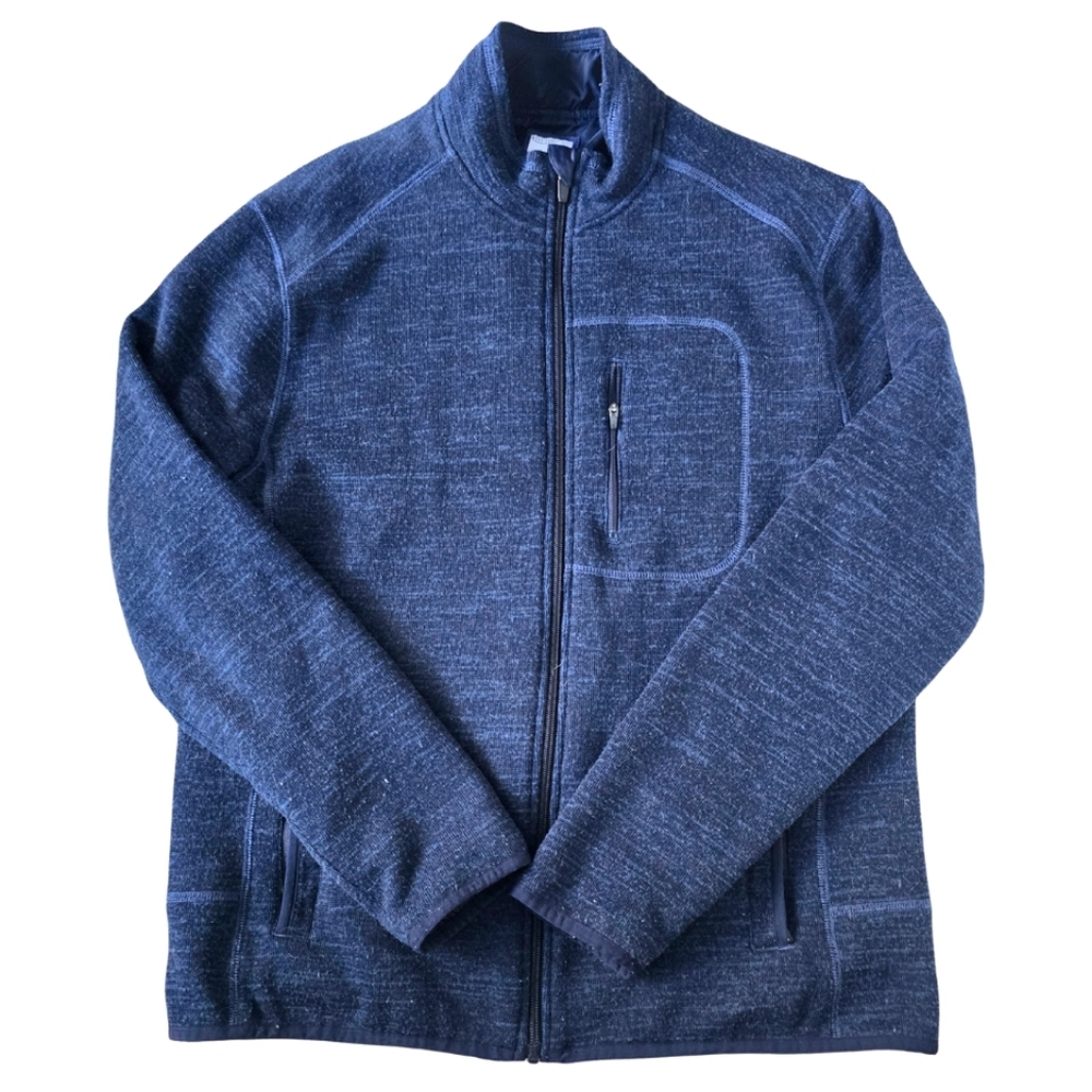 JOHNNIE-O Coastal Fleece Jacket Full Zip Pockets Large Lake Blue - Picture 2 of 7